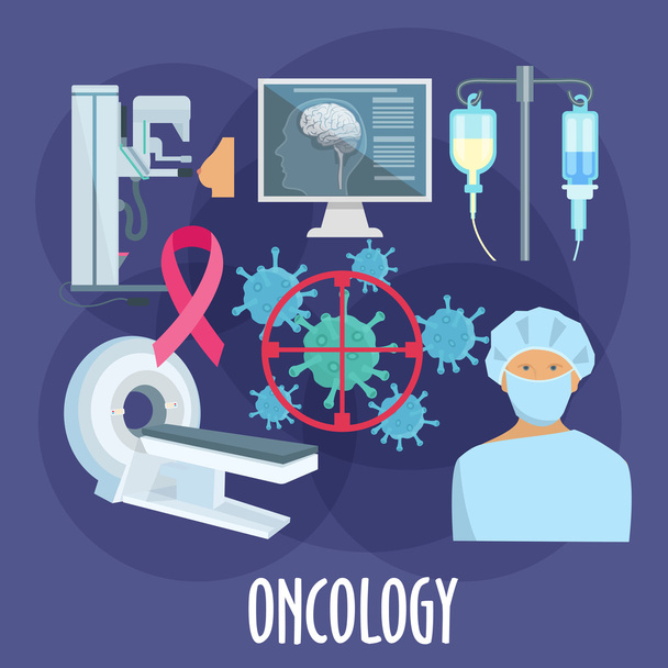 Onkologická medicína plochá ikona pro návrh zdravotní péče - Vektor, obrázek