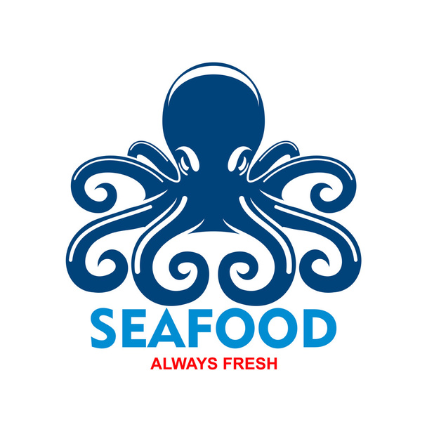 Ikona modrého chobotnice pro design jídel z plodů moře - Vektor, obrázek