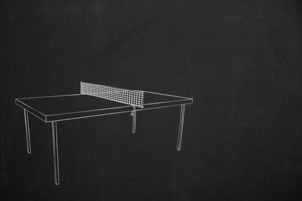 黒板にチョークで drawed テーブル テニス ゲーム - 写真・画像