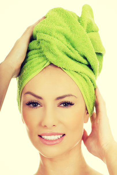 Beauty woman with turban towel. - 写真・画像