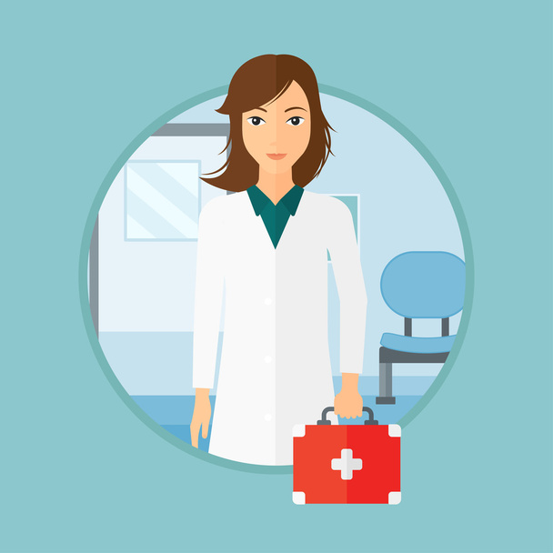 Doctor with first aid box. - Vector, Image