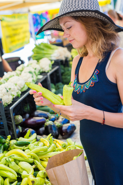 Young woman at Farmers Market - Photo, Image