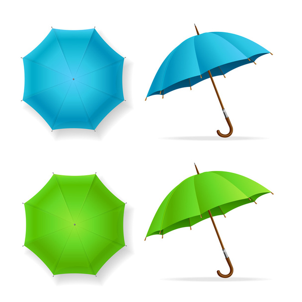 Umbrellas Set Top and Front View. Vector - ベクター画像