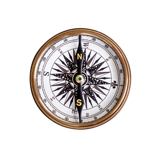 Kompass auf isoliertem weißem Hintergrund mit Clipping-Pfad. - Foto, Bild