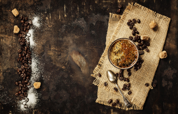 Coffee composition on dark background - Фото, зображення