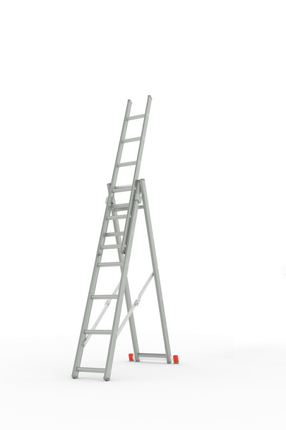 Beyaz arka plan üzerinde izole bir merdiven 3D çizimi - Fotoğraf, Görsel