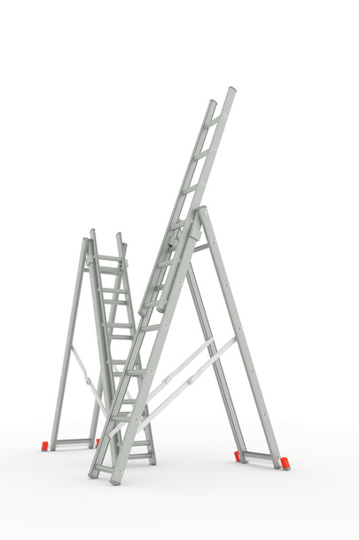 3D Illustration von Leitern isoliert auf weißem Hintergrund - Foto, Bild