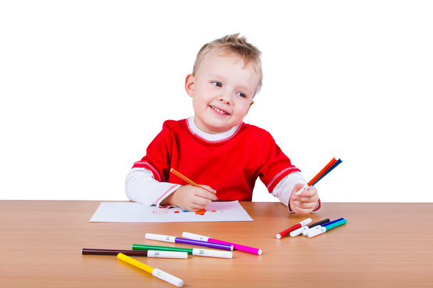 Small boy draws - Fotografie, Obrázek