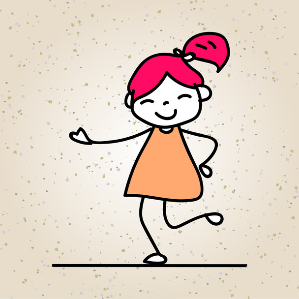 Handzeichnung Cartoon glückliches Mädchen - Vektor, Bild