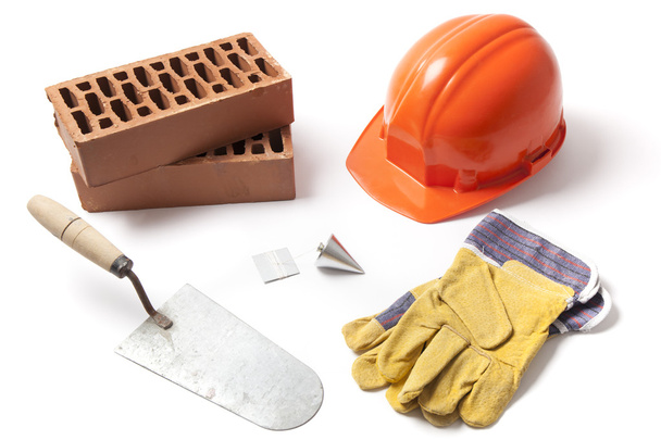 Construction Accessories on White - Photo, Image