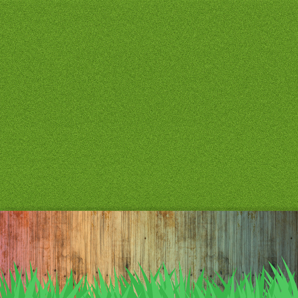 Wood on grass background and texture - Fotó, kép