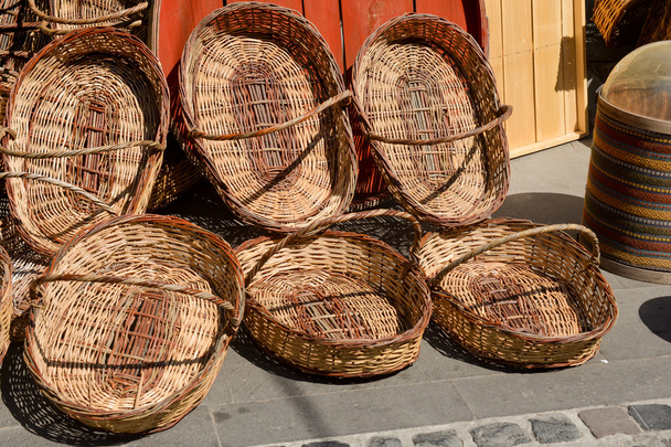 Straw baskets on a street - Photo, Image