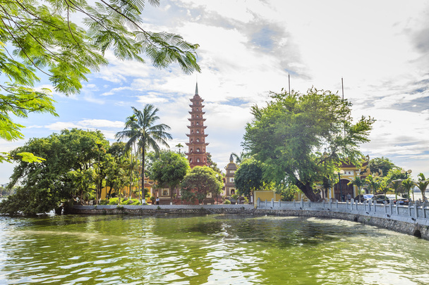 Pagoda on lake in Hanoi - 写真・画像