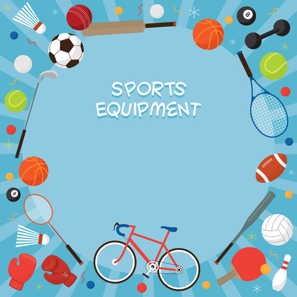 Sports Equipment, Flat Icons Frame - Vector, Image