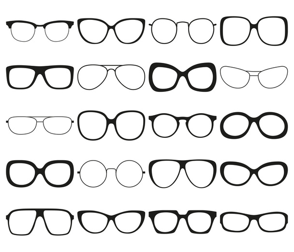 Zestaw ikon okularów przeciwsłonecznych. Różne ramy i kształty okularów. Ilustracja wektora - Wektor, obraz