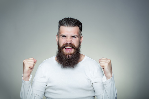 Bearded man with happy yes gesture - Zdjęcie, obraz