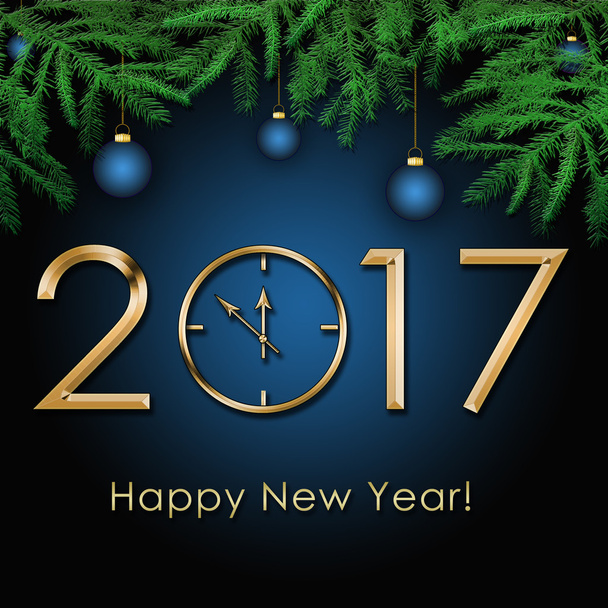 Boldog új évet 2017 háttér arany óra - Fotó, kép