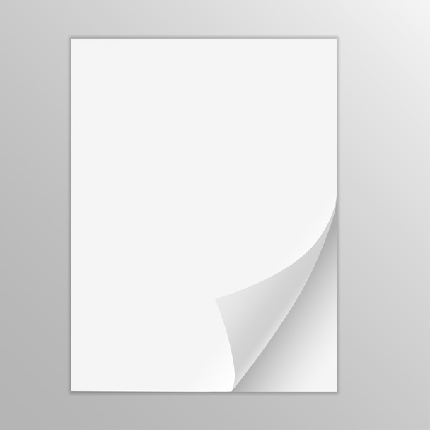 Lege papieren blad, geïsoleerd op een witte achtergrond - Vector, afbeelding