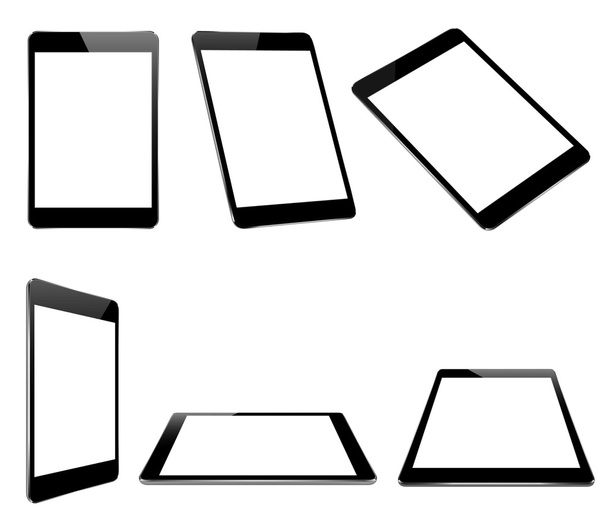 векторный дизайн, макет черного планшета изолированы на белом - Вектор,изображение