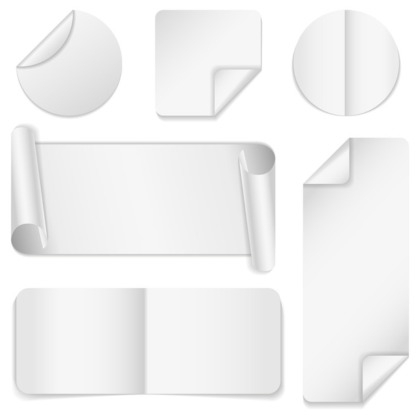 Set of white paper stickers on white background - Vektori, kuva