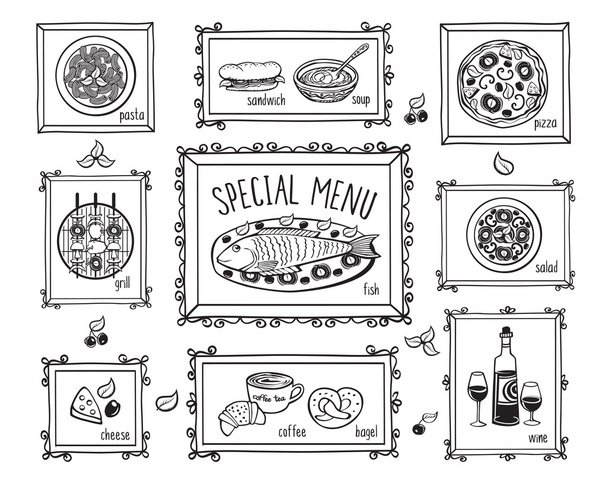 Conjunto de elementos para menú de restaurante
 - Vector, Imagen
