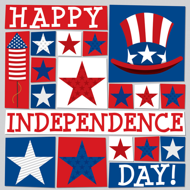 Funky square Independence Day card in vector format. - Vector, afbeelding