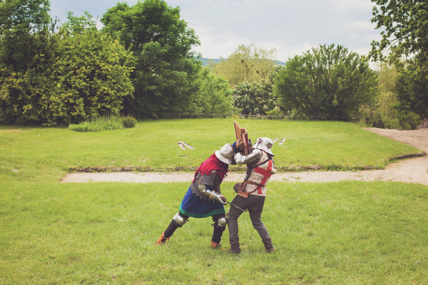 Medieval tournament between two knights - 写真・画像