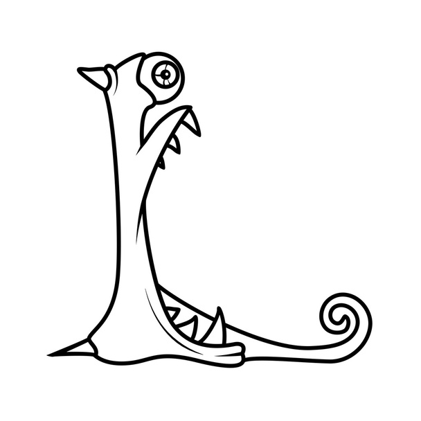 Monster alphabet coloring pages: letter L - Vector, afbeelding