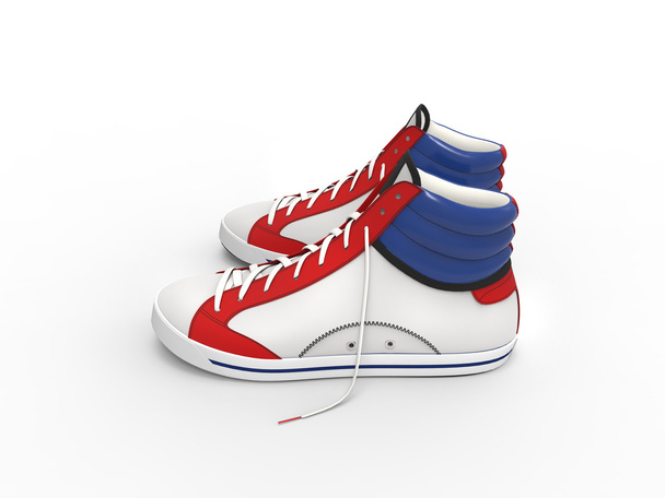 Paar stijlvolle moderne sneakers - top zijaanzicht - Foto, afbeelding