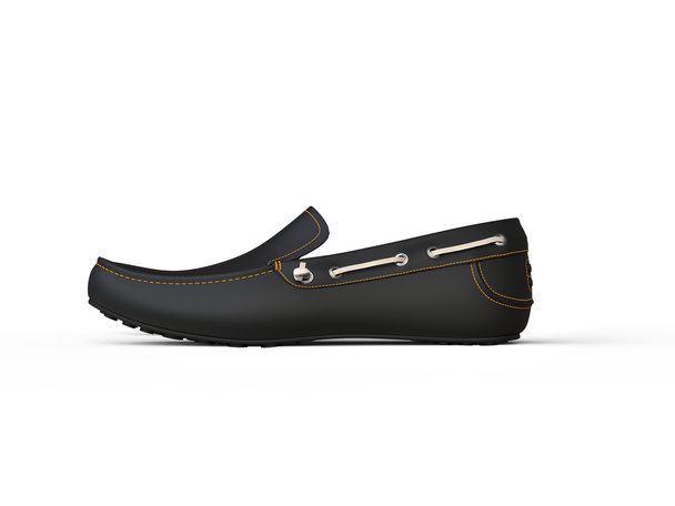 Zwarte loafer schoen met gele stiksel - Foto, afbeelding