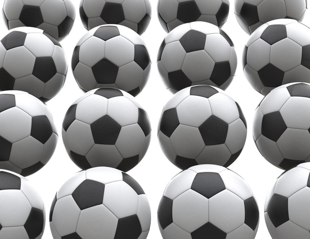 Mur de balles de football - isolé sur fond blanc
 - Photo, image