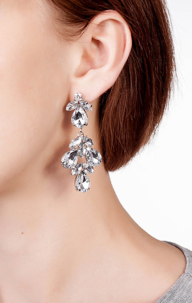 Earrings with crystal gems - Photo, Image