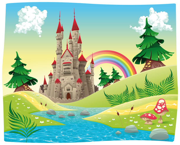 Panorama with castle. - Vector, Image