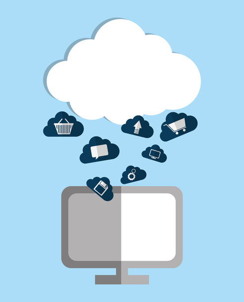 Cloud computing en hosting ontwerp. - Vector, afbeelding