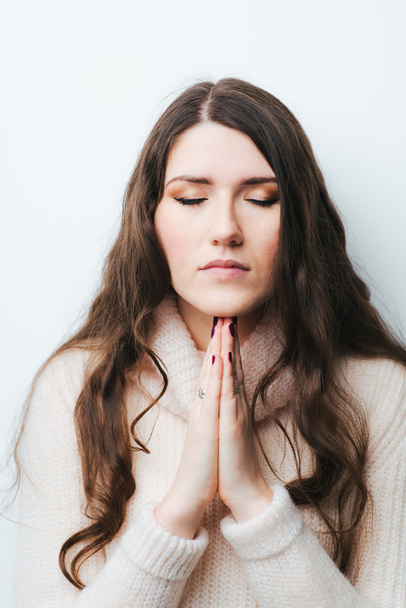 young woman  praying - Fotó, kép
