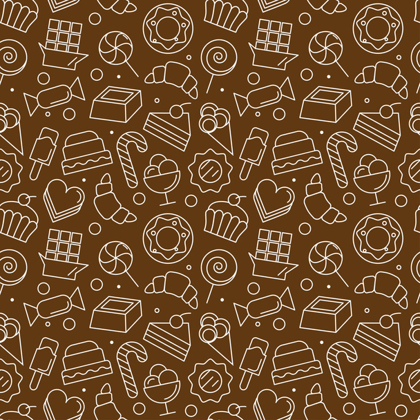 Seamless pattern with different sweet icons - Vektori, kuva