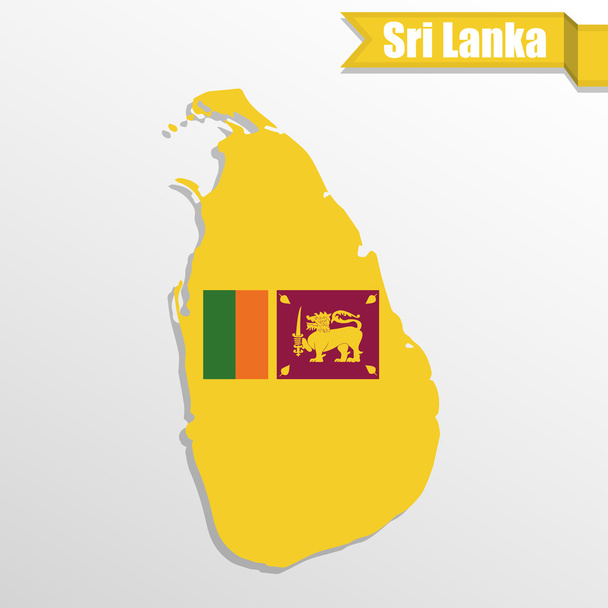 Sri Lanka mapa com bandeira dentro e fita
 - Vetor, Imagem