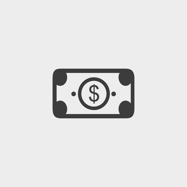 dollar money icon in a flat design in black color. Vector illustration eps10 - Vektör, Görsel