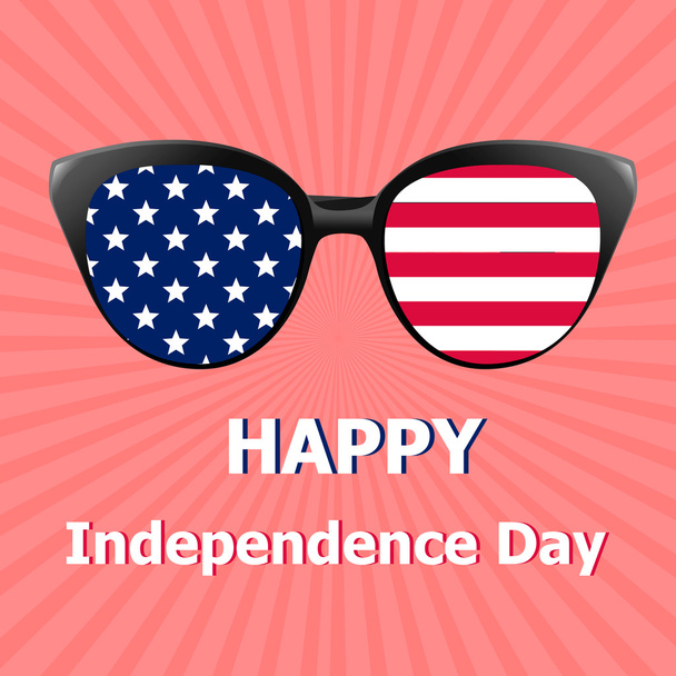 アメリカの国旗、星のストリップとメガネ。幸せな独立記念日アメリカ合衆国. - ベクター画像