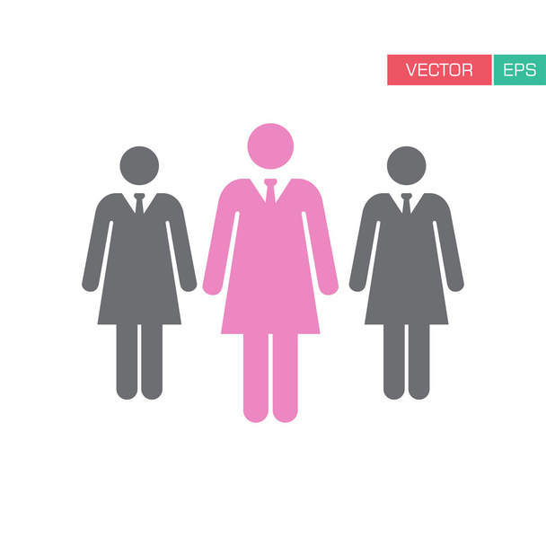 女性のアイコン - 実業家、チーム、グループ、フラット カラー ・ ベクトル図の管理アイコン - ベクター画像