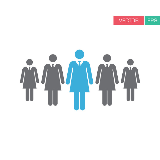 Ikona ženy - podnikatelky, tým, skupina, řízení ikony v ploché barevné vektorové ilustrace - Vektor, obrázek