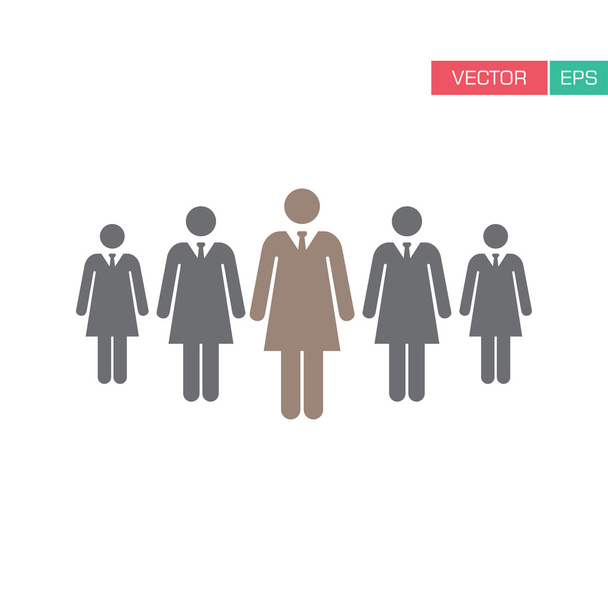 Ícone de mulheres - Líder, Empresárias, Equipe, Grupo, Ícone de gerenciamento em ilustração de vetores de cores planas
 - Vetor, Imagem