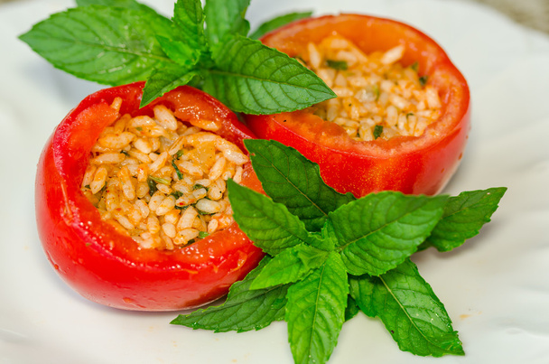 Tomato filled with rice for cooking - Photo, Image