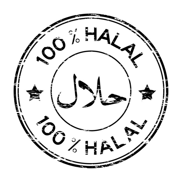 Black Grunge 100% Halal-Stempel - Vektor, Bild