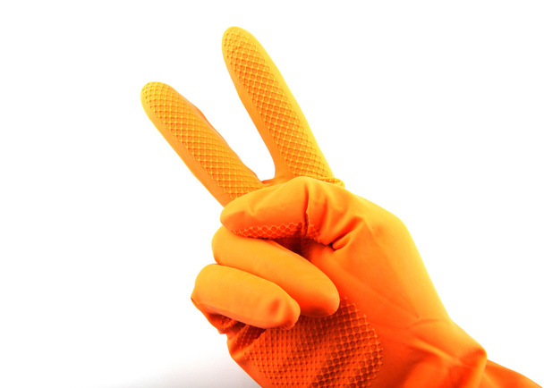 Oranje handschoen - Foto, afbeelding