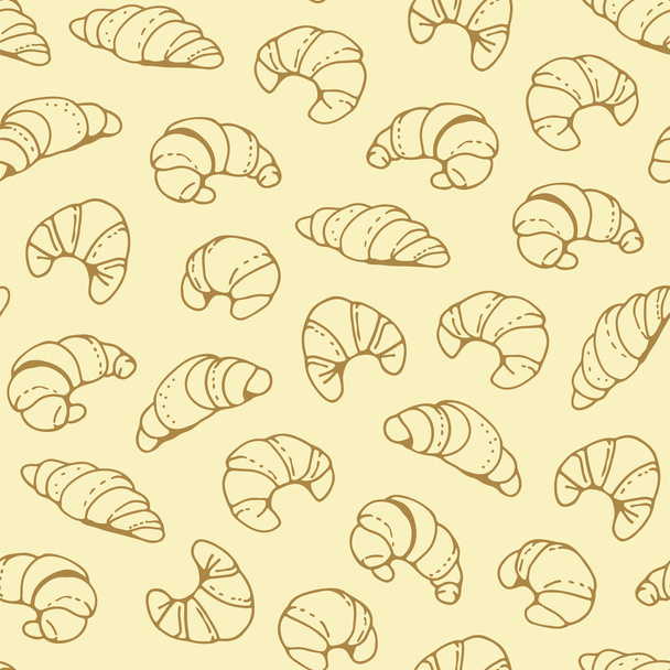 Seamless beige croissant pattern - Διάνυσμα, εικόνα