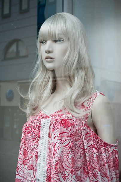 blond mannequin  in a women fashion shopping store - Photo, Image