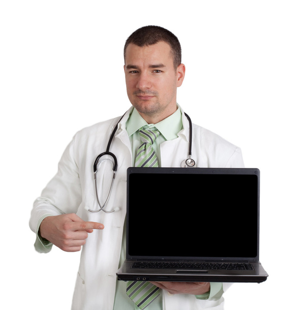 Doctor pointing on laptop - Foto, immagini
