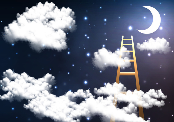 ladder to the night sky - Vektor, obrázek