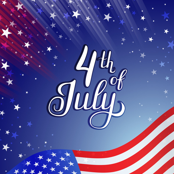 Shiny American national flag waving for Fourth of July - Vektor, kép